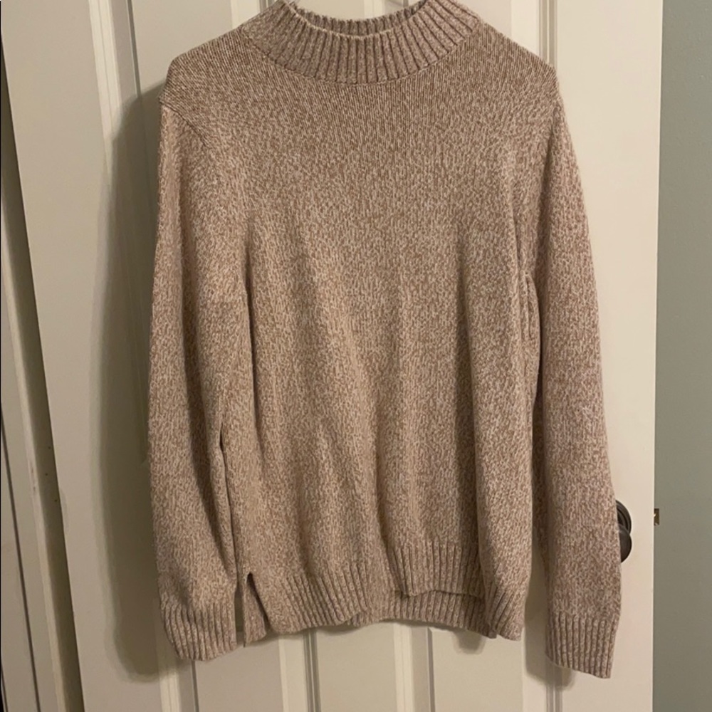 Beige and white knit sweater